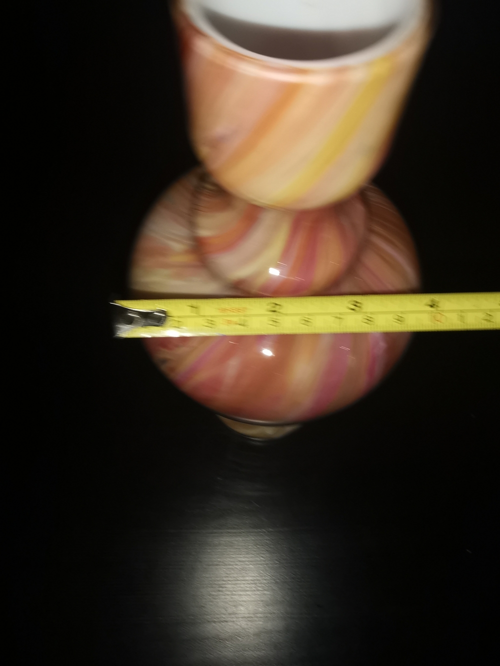 Art Glass Vase Pink Amber White Swirl Hourglass Neck 9.75" - Picture 11 of 11